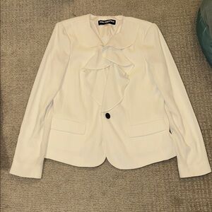 Elegant White Ruffled Blazer